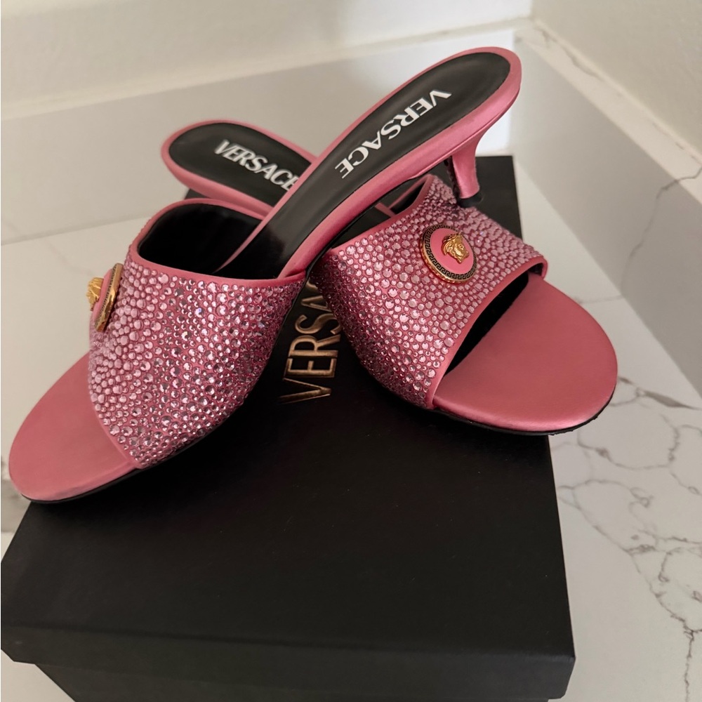 Versace 45mm Alia crystal-embellished mules size 38